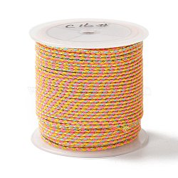 4-Ply Cotton Cord, Handmade Macrame Cotton Rope, with Gold Wire, for String Wall Hangings Plant Hanger, DIY Craft String Knitting, Orange, 1.5mm, about 21.8 yards(20m)/roll(OCOR-Z003-C11)