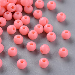 Opaque Acrylic Beads, Round, Salmon, 6x5mm, Hole: 1.8mm, about 4400pcs/500g(MACR-S370-C6mm-A04)