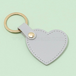 PU Imitation Leather Keychains, with Zinc Alloy Finding, Heart, Light Grey, Heart: 5.1x5.3cm(PW23082538557)
