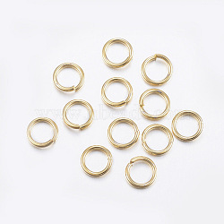304 Stainless Steel Open Jump Rings, Real 24K Gold Plated, 15 Gauge, 9x1.5mm, Inner Diameter: 6mm(STAS-L187-9x1.5mm-G)