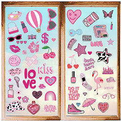 8 Sheets 8 Styles Pink Theme PVC Waterproof Wall Stickers, Self-Adhesive Decals, for Window or Stairway Home Decoration, Mixed Shapes, 200x145mm, 1 sheet/style(DIY-WH0345-145)