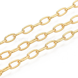 Brass Cable Chains, Soldered, with Spool, Golden, 4x2x0.5mm, about 32.81 Feet(10m)/Roll(CHC-T018-58G)
