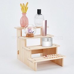 4-Tier Wood Model Toy Display Riser, Wooden Tiered Minifigures Rack for Cosmetic, Small Jewelry, Rectangle, Antique White, Finished Product: 20x23.9x18.7cm(ODIS-WH0329-66B)