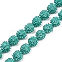 Synthetic Coral Carved Beads Strands, Dyed, Shell Shape, Medium Sea Green, 12.5x11x7.5mm, Hole: 1.2mm, about 30pcs/strand, 13.15''(33.4cm)(CORA-I023-05F)