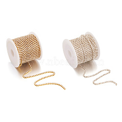 10 Yards 2 Colors Brass Rhinestone Strass Chains, with ABS Plastic Imitation Pearl, Rhinestone Cup Chains, with Spool, Crystal, SS6.5(2~2.1mm), 2~2.1mm, 5 yards/color, 10 yards/set(CHC-CD0001-03)