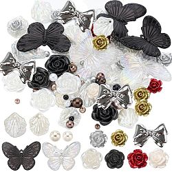 DIY Jewelry Making Finding Kit, Including Resin Round & Plastic Flower Beads, Plastic Butterfly Pendants & Cabochons, Mixed Color, 266Pcs/set(DIY-SC0022-74)