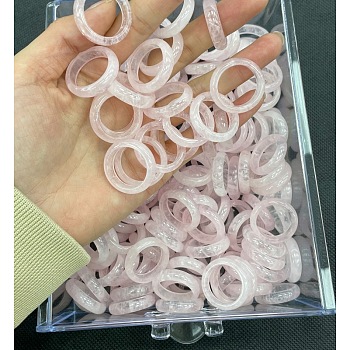 Natural Rose Quartz Finger Rings, Inner Diameter: 17~20mm