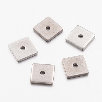 Tarnish Resistant 304 Stainless Steel Spacer Beads, Square, Stainless Steel Color, 6x6x1mm, Hole: 0.5mm