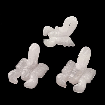 Natural Rose Quartz Carved Healing Scorpion Figurines, Reiki Stones Statues for Energy Balancing Meditation Therapy, 45~48x34~44x30~37mm