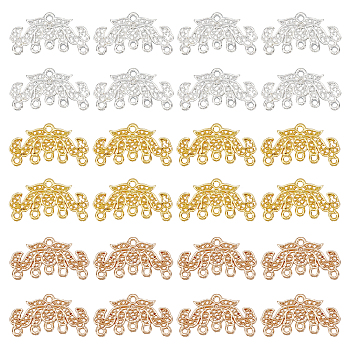 ARRICRAFT 60Pcs 3 Colors Alloy Connector Rhinestone Links, Chandelier Components, Long-Lasting Plated, Flower, Mixed Color, Fit For 2mm Rhinestone, 17x31.5x2mm, Hole: 1.6mm, 20pcs/color