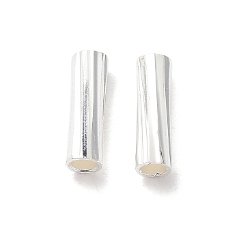 Rack Plating Brass Tube Beads, Lead Free & Cadmium Free Free, 925 Sterling Silver Plated, 3x10mm, Hole: 2mm