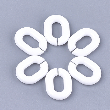 Acrylic Linking Rings, Quick Link Connectors, For Jewelry Chains Making, Oval, White, 19x14x4.5mm, Hole: 11x5.5mm