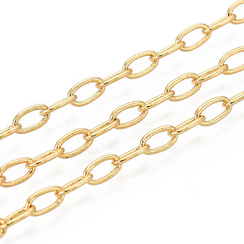 Brass Cable Chains, Soldered, with Spool, Golden, 4x2x0.5mm, about 32.81 Feet(10m)/Roll