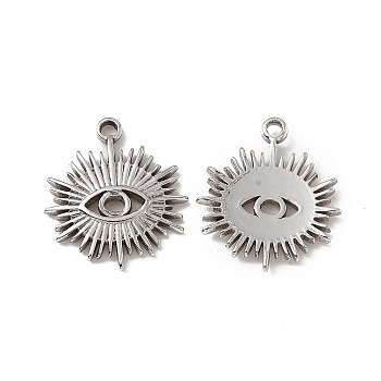 201 Stainless Steel Charms, Sun with Eye Charm, Stainless Steel Color, 20.5x18x2mm, Hole: 2mm