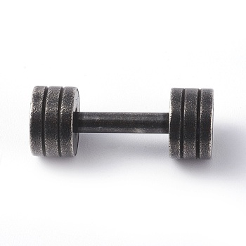 304 Stainless Steel Beads, Sports Beads, Dumbbell, Antique Silver, 25.5x10mm, Hole: 2mm