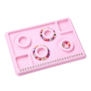 PE Bead Design Boards, Bracelet Design Board, with Graduated Measurements, DIY Beading Jewelry Making Tray, Rectangle, Pink, 29x20x1.6cm