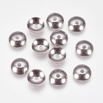 Apetalous 201 Stainless Steel Bead Caps, Stainless Steel Color, 10x2.5mm, Hole: 1.5mm