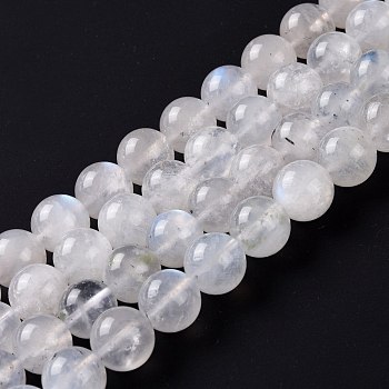 Natural Rainbow Moonstone Beads Strands, Round, 8mm, Hole: 1mm, about 48pcs/strand, 15.55''(39.5cm)
