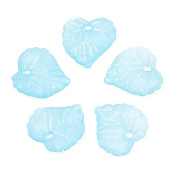 Transparent Acrylic Pendants, Frosted, Heart, Sky Blue, 16x15x3mm, Hole: 1.8mm, about 1400pcs/500g
