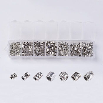 Tibetan Style Alloy Spacer Beads, Mixed Style, Antique Silver, 4~8x3.5~6mm, Hole: 1.5~3.5mm, about 260pcs/box