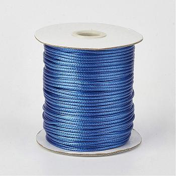 Eco-Friendly Korean Waxed Polyester Cord, Royal Blue, 1mm, about 169.51~174.98 Yards(155~160m)/Roll