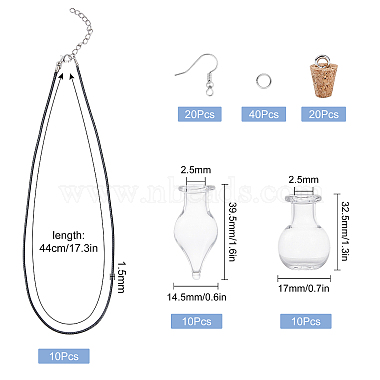 sunnyclue 90pcs kits de bijoux en forme de bouteille de souhaits en verre à faire soi-même(DIY-SC0014-96P)-2