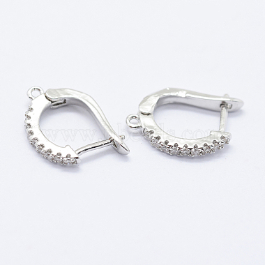 Brass Micro Pave Cubic Zirconia Hoop Earring Findings with Latch Back Closure(KK-K220-08)-2