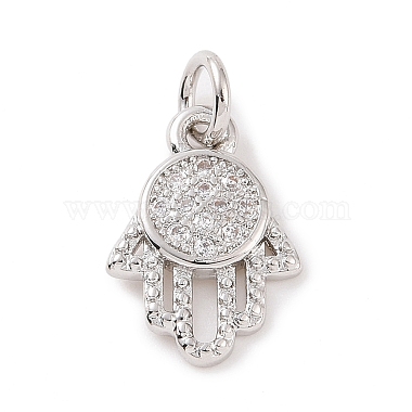 Platinum Clear Palm Brass+Cubic Zirconia Charms