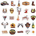 25Pcs West Cowboy Style Polyester Patches, Stick On Patch, Costume Accessories, Appliques, Mixed Shapes, Mixed Color, 27~88x30~85x1.5~2mm(PATC-ME0001-26)
