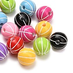 Sports Opaque Acrylic Beads, Craft Beads, Basketball, Mixed Color, 16mm, Hole: 3.8mm, about 227pcs/500g(MACR-C043-01)