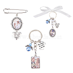Alloy Pendant Decoration & Brooch Findings Kits, with Plastic and Glass Cabochons, Antique Silver & Platinum, 73mm, 2pcs/style(HJEW-HY00012)