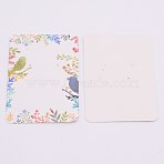 White Cardboard Earring Display Cards, Rectangle with Leaf and Bird Pattern, Colorful, 7.2x5.1x0.05cm(DIY-WH0209-21)
