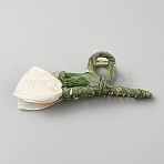 Zinc Alloy and Polyester Claw Hair Clips, Flower, Floral White, 152x75x41mm(PHAR-WH0040-03B)