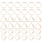 36Pcs 3 Style Copper Linking Rings, with Natural Cultured Freshwater Pearl, Triangle & Heart & Ring, Golden, 21~24.5x24~25x1mm, Inner Diameter: 19.5~23.5x21.5~23.5mm, 12pcs/style(FIND-NB0002-31)