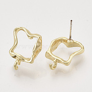 Alloy Stud Earring Findings, with Loop, Light Gold, 17x13mm, Hole: 1.6mm, Pin: 0.6mm(PALLOY-S121-246)