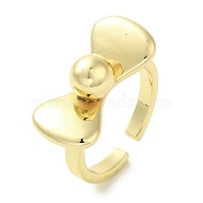 Brass Rings for Women, Long-Lasting Plated, Bowknot, Golden, Adjustable(RJEW-E295-32G)