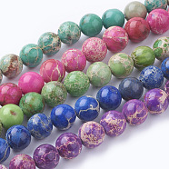 Natural Sea Sediment Jasper Beads Strands, Imperial Jasper, Dyed, Round, Mixed Color, 8mm, Hole: 1mm, about 50pcs/strand, 15.7 inch(G-A072-M1)