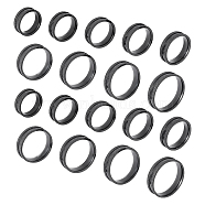 18Pcs 9 Size 201 Stainless Steel Grooved Finger Ring for Men Women, Electrophoresis Black, Inner Diameter: 16~22.2mm, Wide: 6mm, 2Pcs/size(STAS-UN0045-60B-EB)