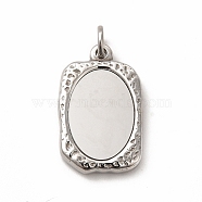 304 Stainless Steel Pendants, with Jump Rings, Rectangle, Stainless Steel Color, 23x14.5x3mm, Hole: 4mm(STAS-A076-16P)