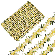 15 Yards Flower Polyester Embroidery Lace Ribbon, Clothes Accessories Decoration, Yellow, 3/4 inch(20mm)(OCOR-WH0070-77H)
