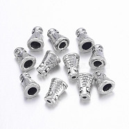 Tibetan Style Alloy Bead Caps, Lead Free and Cadmium Free, Antique Silver, about 5mm wide, 8mm long, hole: 1.5mm(X-LF0422Y)