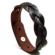 Imitation Leather Braided Cord Bracelets, with Alloy Finding, Coconut Brown, 8-7/8 inch(22.5cm)(PW-WG88911-08)