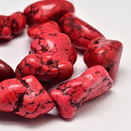 Dyed Natural Magnesite Bead Strands, Nugget, Red, 19~45x22~55mm, Hole: 1mm, about 44~100pcs/1000g(G-M139-06-C)