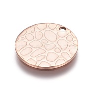 Ion Plating(IP) Stainless Steel Pendants, Flat Round, Rose Gold, 15x1mm, Hole: 1.5mm(STAS-I098-03-RG)