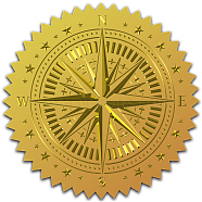 Self Adhesive Gold Foil Embossed Stickers, Medal Decoration Sticker, Compass Pattern, 5x5cm(DIY-WH0211-127)