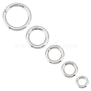 5Pcs 5 Styles 316 Stainless Steel Spring Gate Rings, Round Ring, Stainless Steel Color, 12~30x2~3.5mm, 1pc/style(STAS-UN0049-92)