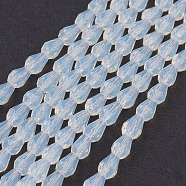 Imitation Opalite Glass Beads Strands, Faceted, teardrop, Clear, 5x3mm, Hole: 1mm, about 100pcs/strand, 18.3 inch~19 inch(GLAA-A036-A10)