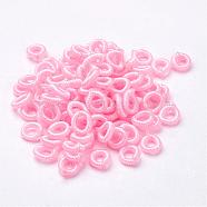 Polyester Weave Beads, Ring, Pearl Pink, 6x2mm, Hole: 3mm, about 200pcs/bag(WOVE-N003-46)