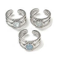 Natural Aquamarine Adjustable Rings, with Platinum Brass Findings, Long-Lasting Plated, Jewely for Women, Adjustable(RJEW-K269-10P-04)