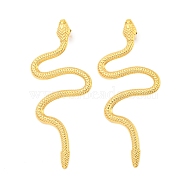 Ion Plating(IP) 304 Stainless Steel Dangle Studs Earring, Snake, Real 18K Gold Plated, 75x30mm(EJEW-S220-02G)